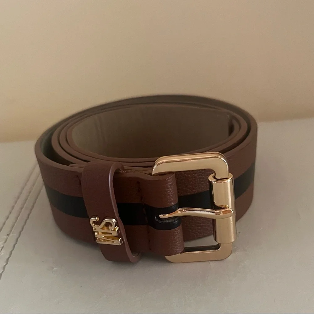 Steve Madden Striped Inlay Faux Leather Belt size L